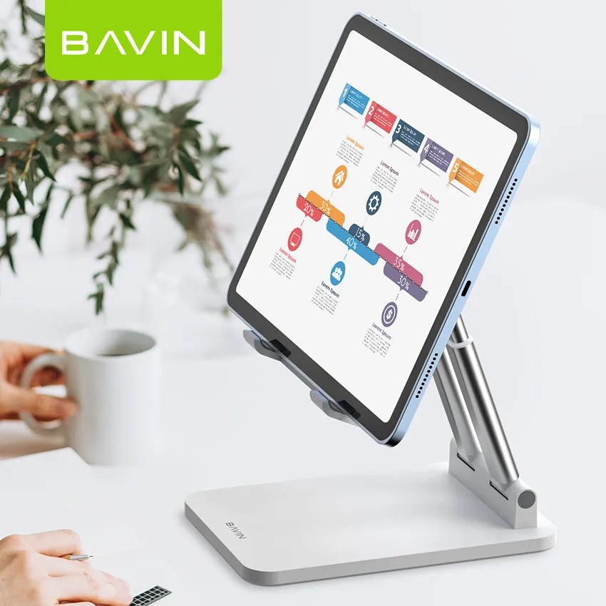 هولدر و پایه نگهدارنده رومیزی موبایل و تبلت باوین مدل BAVIN PS-11 قابلیت تنظیم ارتفاع