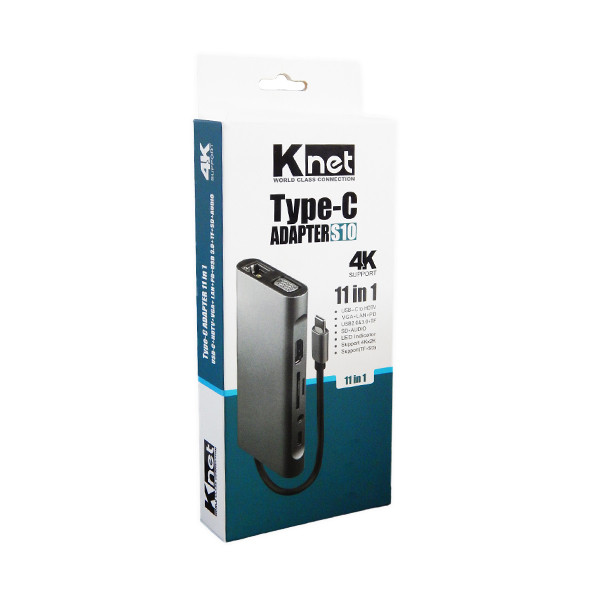 هاب 11 پورت کی نت TYPE-C مدل K-NET S-10