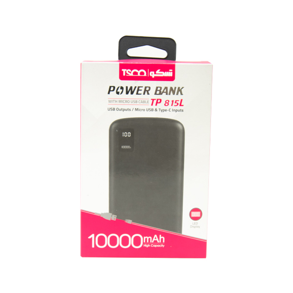 شارژر همراه تسکو ظرفیت 10000 میلی آمپر مدل POWER BANK TSCO TP-815