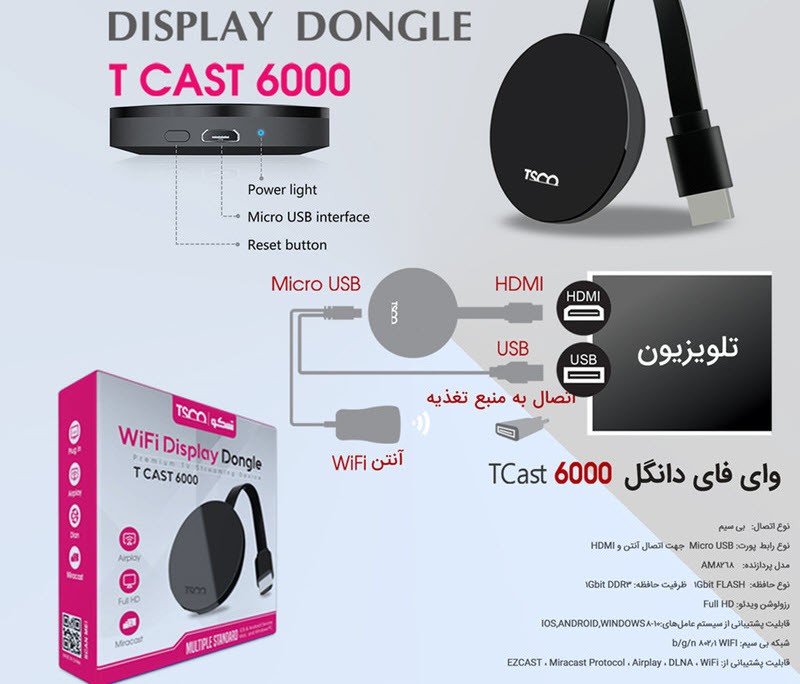 دانگل وای فای برند تسکو DANGLE WIFI TSCO TCAST 6000 در قائم آی تی