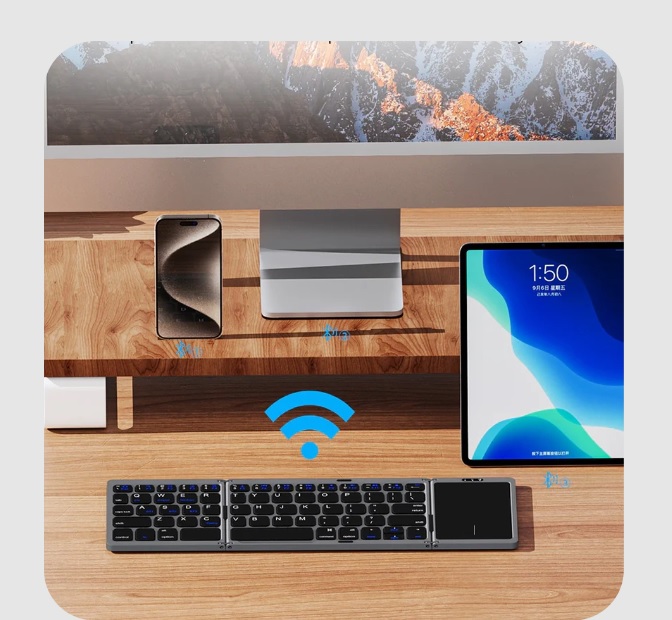 کیبورد بلوتوثی تاشو رسی مدل Keyboard Bluetooth Touch Recci RCS-K01