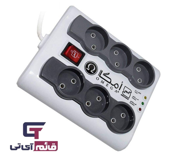 محافظ برق 6 خانه امگا مدل Voltage Protector Omega P6000 1.5M در قائم آیتی