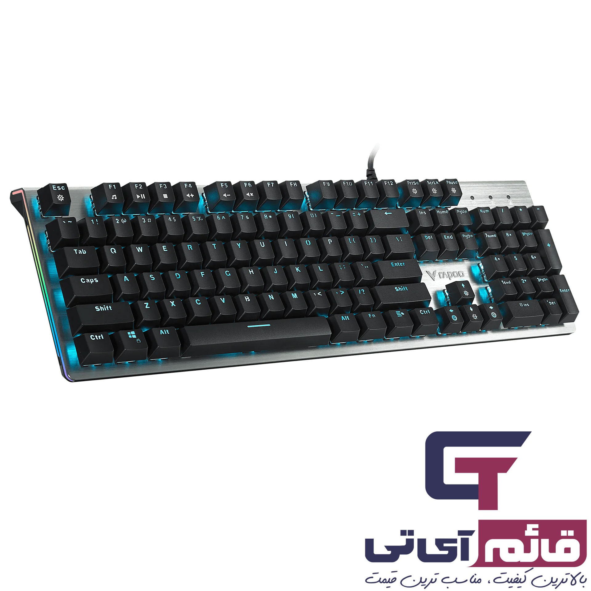 خرید و قیمت کیبورد گیمینگ مکانیکال رپو مدل Keyboard Mechanical Rapoo V530 RGB Alloy دز قائم آی تی 