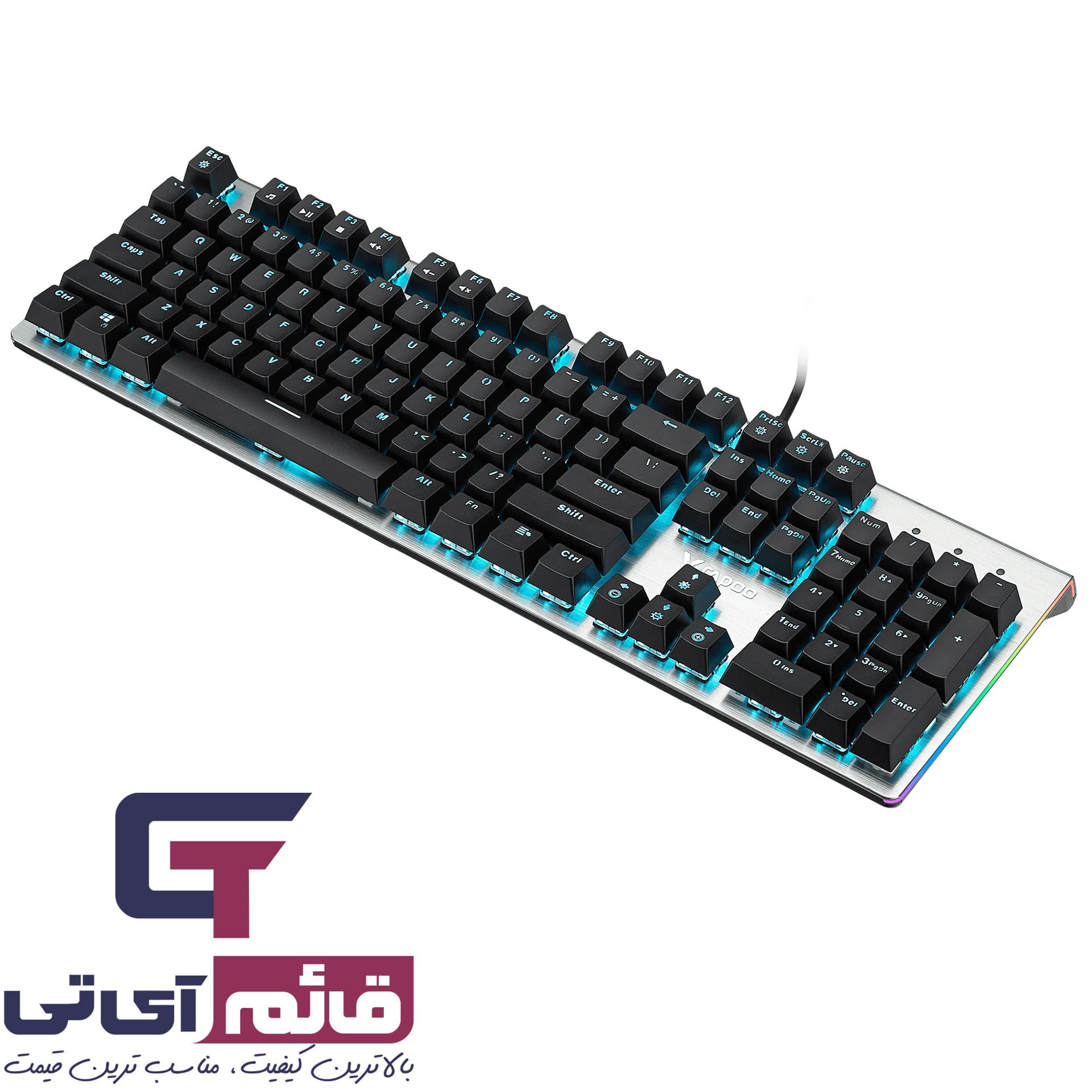 خرید و قیمت کیبورد گیمینگ مکانیکال رپو مدل Keyboard Mechanical Rapoo V530 RGB Alloy دز قائم آی تی 