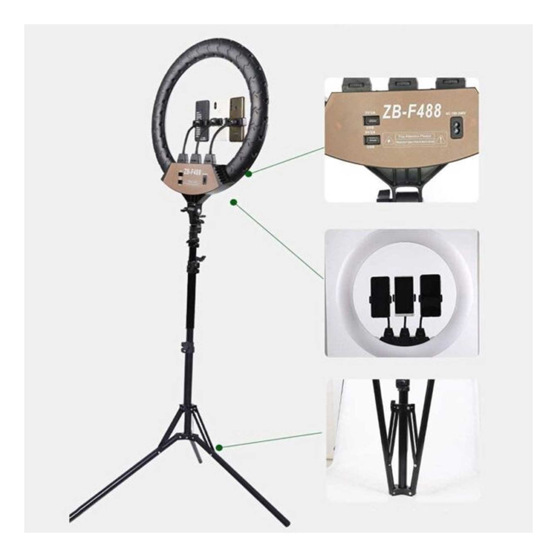 رینگ لایت 56 سانتی متری مدل Ring Light ZB-F488 70W