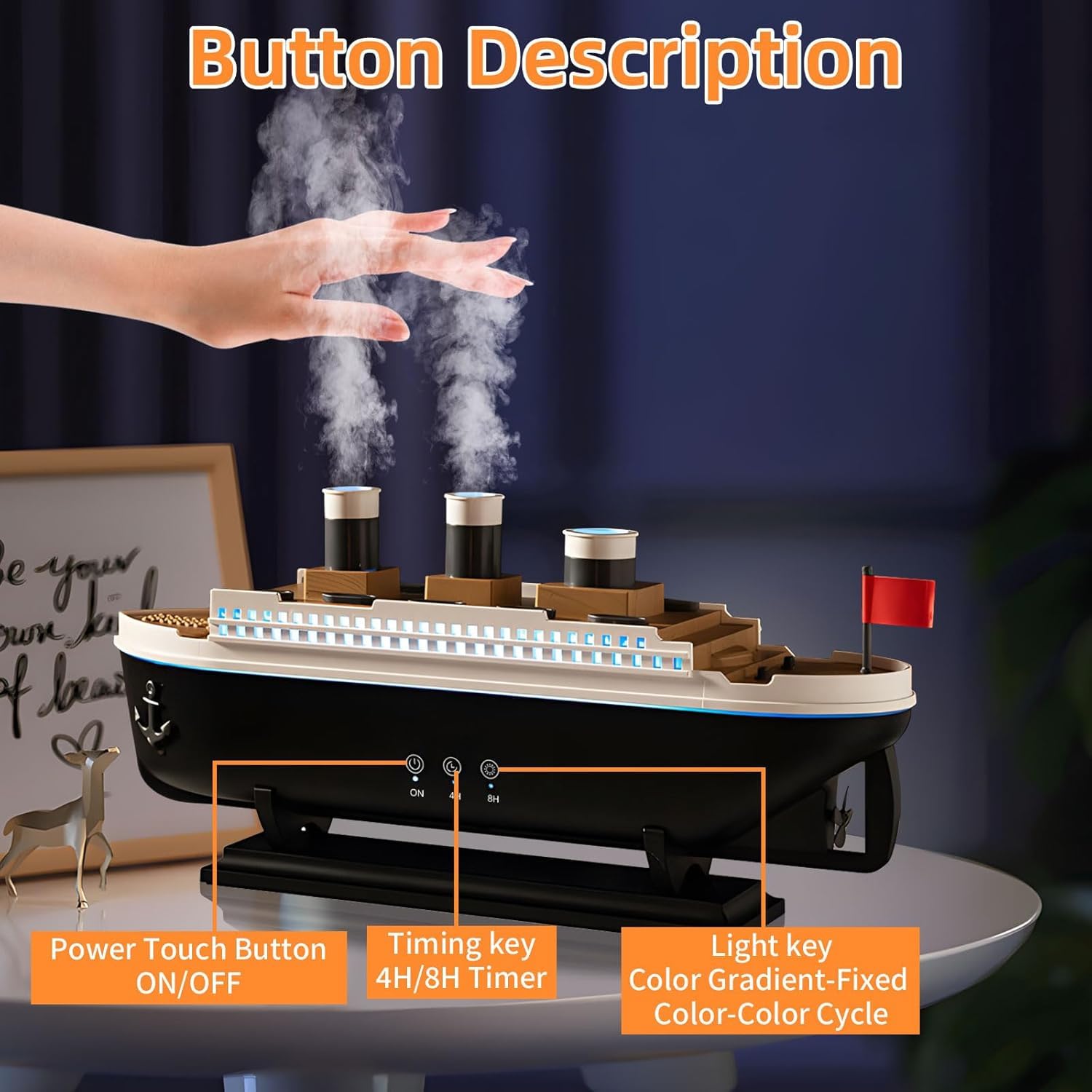 دستگاه بخور سرد طرح کشتی تایتانیک مدل JellyFish Aroma Diffuser