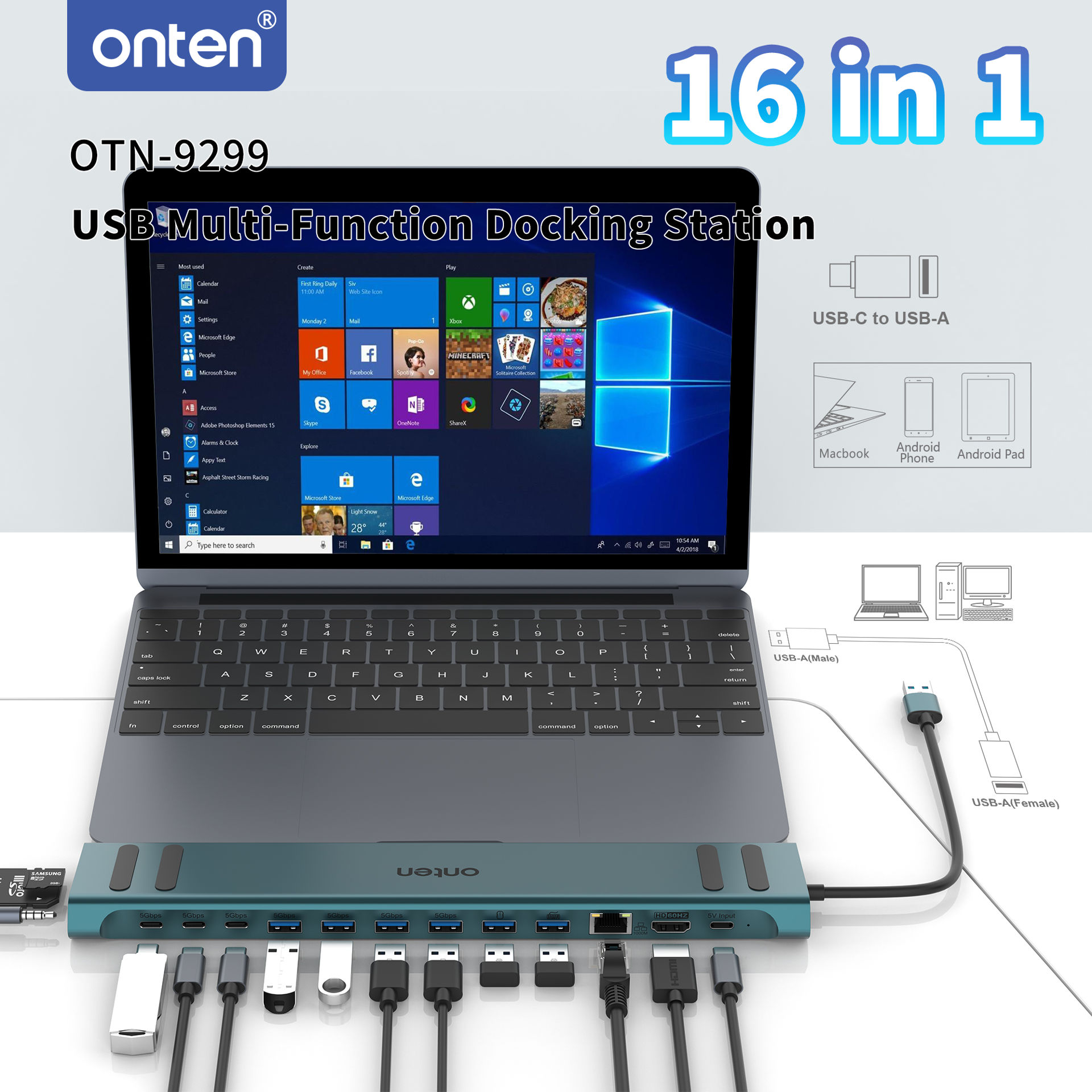 هاب 16 پورت اونتن مدل ONTEN OTN 9299